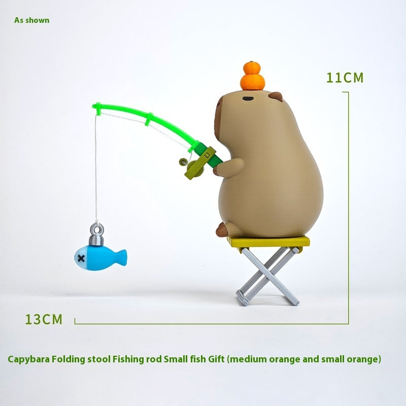 Capybara Fisherman 3D Desktop Ornament