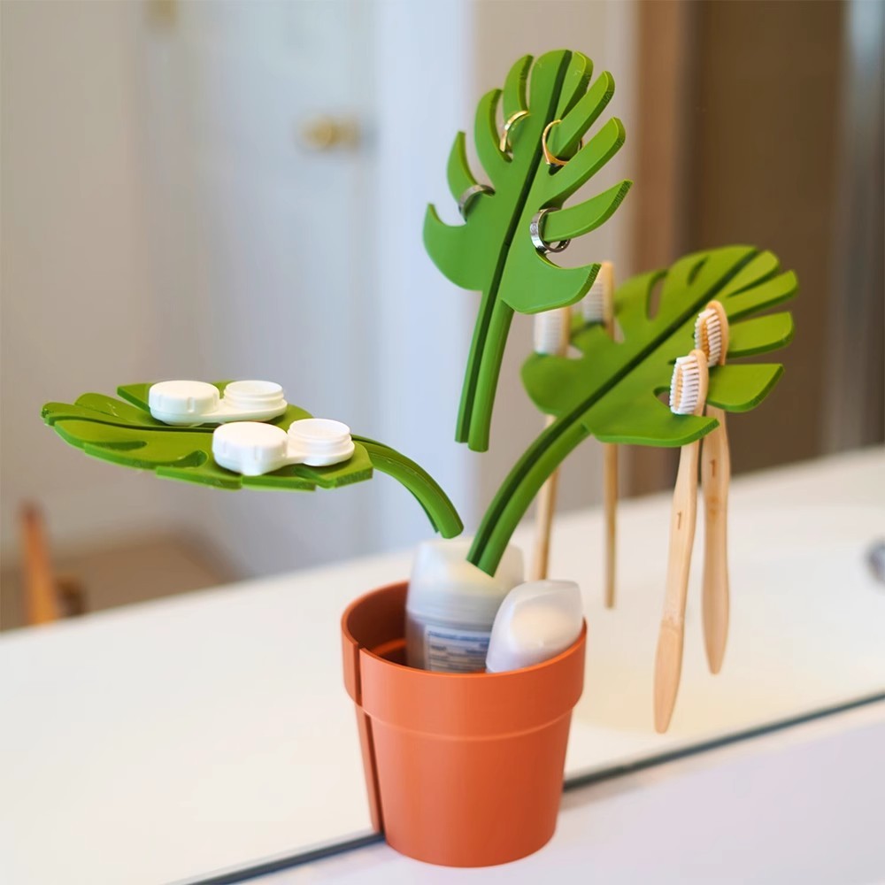 Monstera Toothbrush and Toiletries Holder