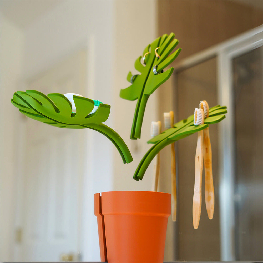 Monstera Toothbrush and Toiletries Holder