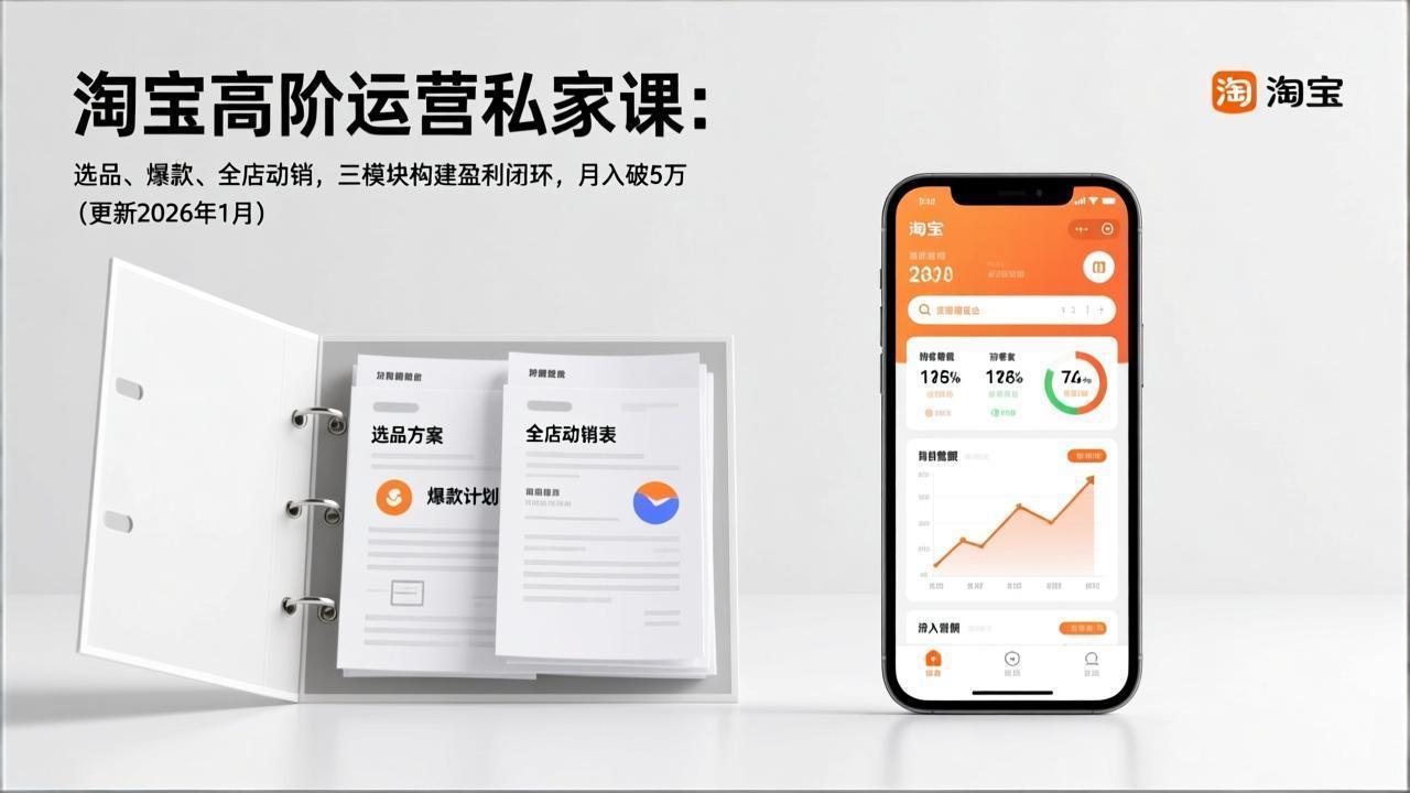 淘宝高阶运营私家课：选品、爆款、全店动销，三模块构建盈利闭环，月入破5万(更新26年1月-十一