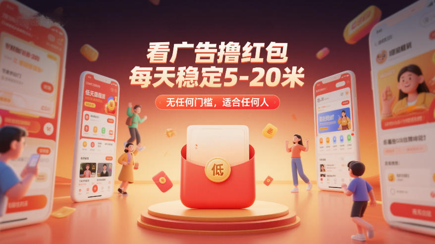 2026零门槛副业：看广告撸红包，每天稳定5-20米，实测无套路提现-十一