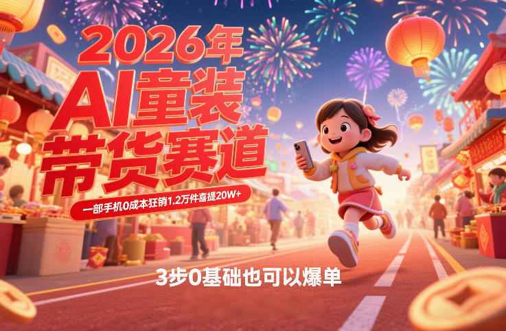 AI童装新春带货赛道，一部手机0成本狂销1.2万件喜提20W+，3步0基础也可以爆单 - 十一-十一
