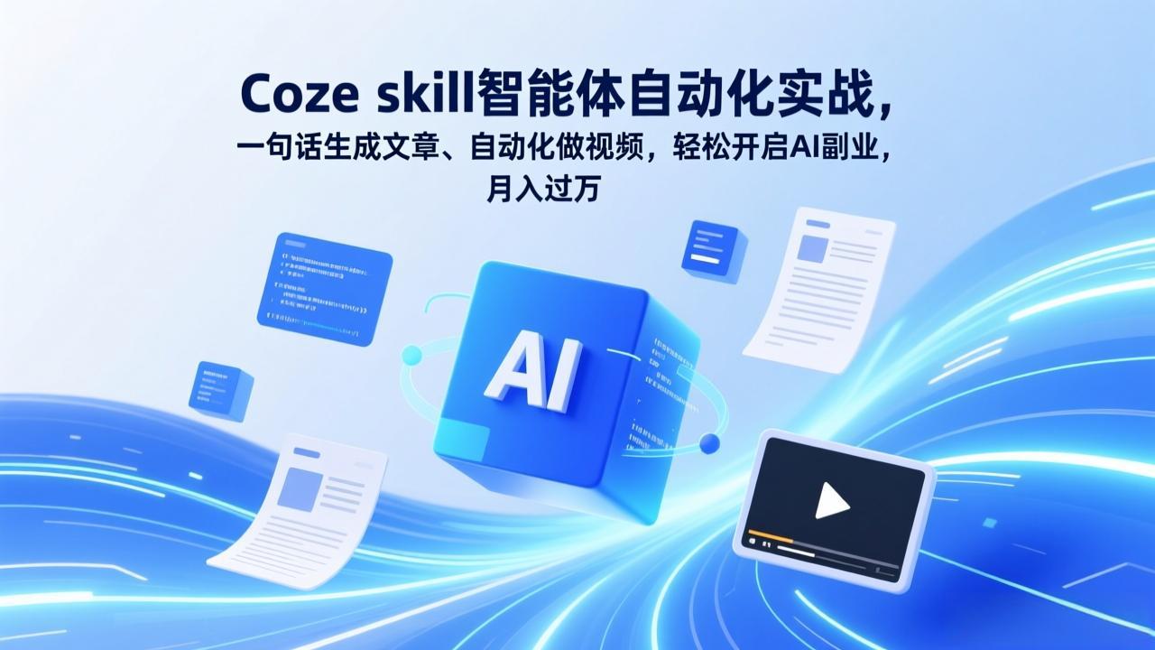 Coze skill智能体自动化实战，一句话生成文章、自动化做视频，轻松开启AI副业，月入过万-十一