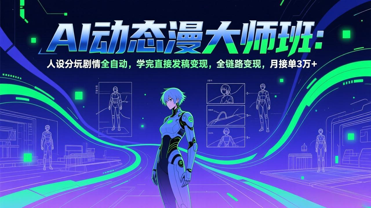 AI动态漫剧大师班：人设分镜剧情全自动，学完直接发稿变现，全链路变现，月接单3万+-十一