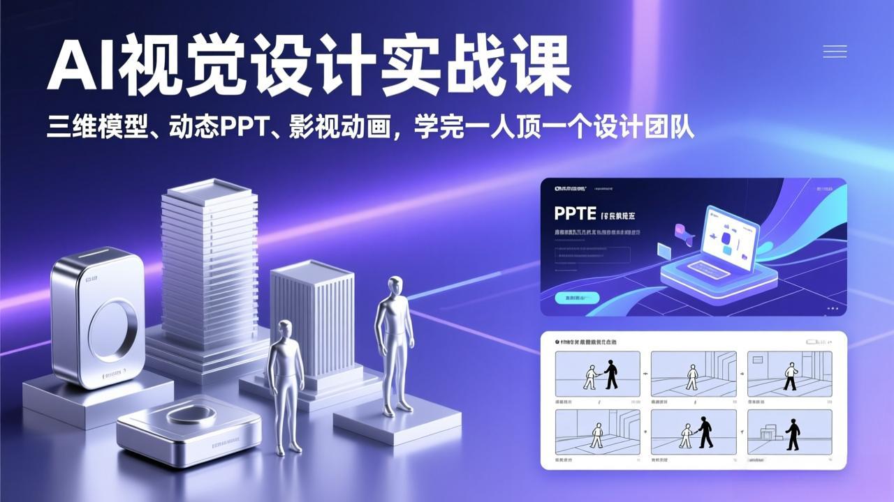 AI视觉设计实战课，三维模型、动态PPT、影视动画，学完一人顶一个设计团队-十一