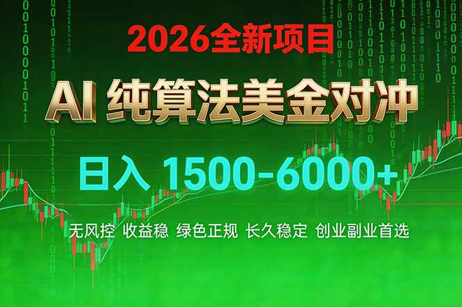 2026 全新美金对冲项目，不套平台赠金，不封号，纯算法对冲，日入 1500-6000+-十一