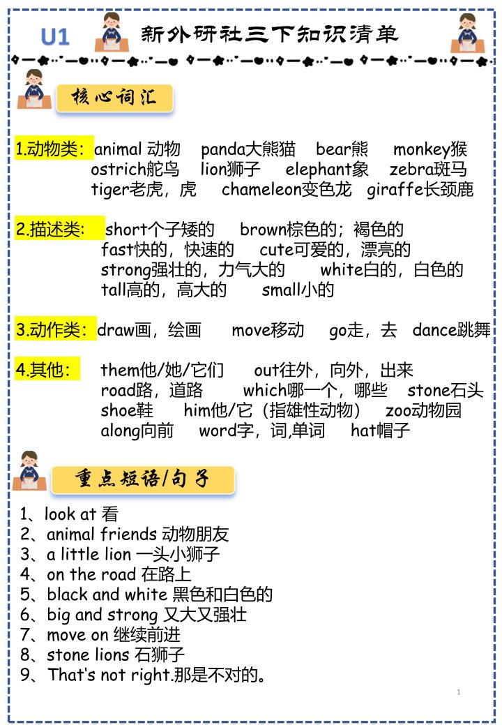 三下外研版英语知识点清单12页 - 十一-十一