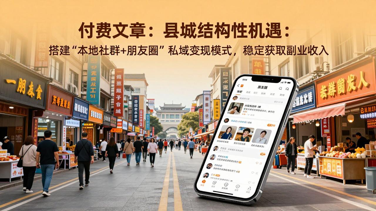 付费文章：县城结构性机遇：搭建“本地社群+朋友圈”私域变现模式，稳定获取副业收入-十一