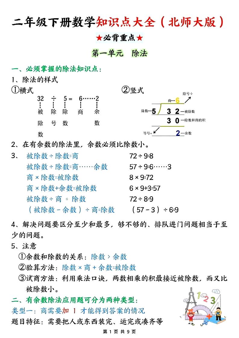 二年级下数学知识点大全《北师版》-十一