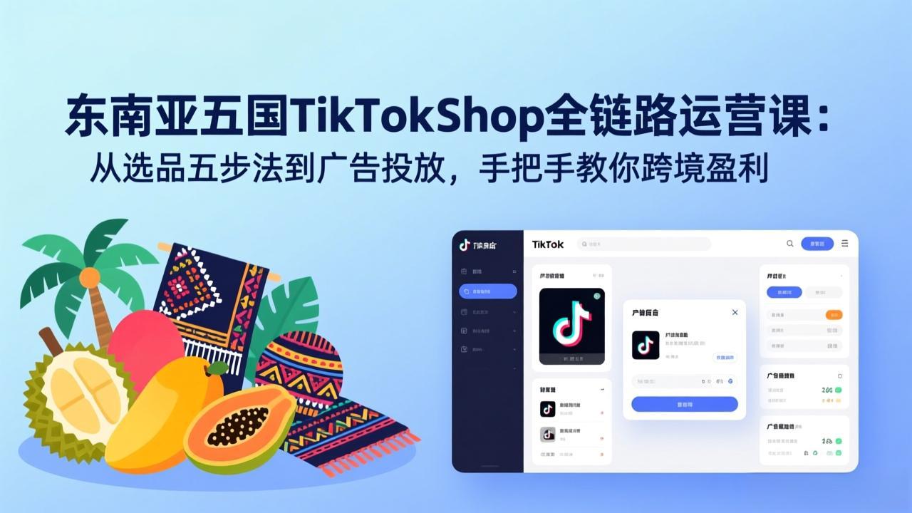 东南亚五国TikTok Shop全链路运营课：从选品五步法到广告投放，手把手教你跨境盈利-十一