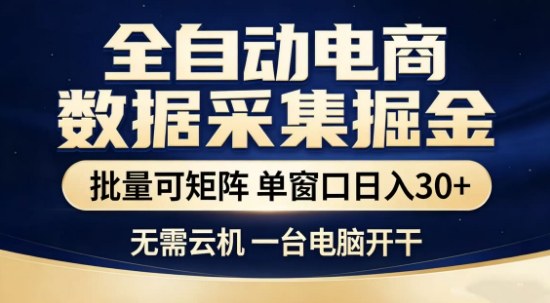 独家电商数据全自动采集项目，批量可矩阵，单窗口轻松日入3张+【揭秘】 - 十一-十一