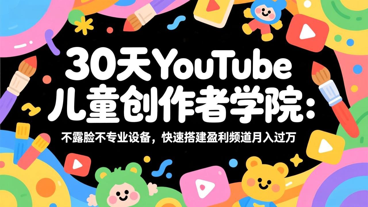 30天YouTube儿童创作者学院：不露脸不专业设备，快速搭建盈利频道月入过万 - 十一-十一