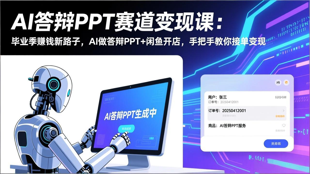AI答辩PPT赛道变现课：毕业季赚钱新路子，AI做答辩PPT+闲鱼开店，手把手教你接单变现 - 十一-十一