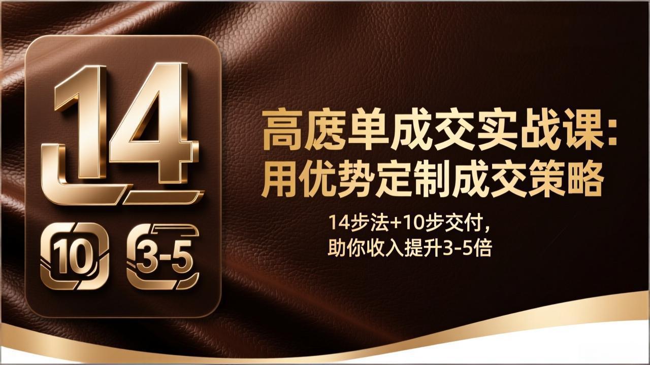 高客单成交实战课：用优势定制成交策略，14步法+10步交付，助你收入提升3-5倍-十一
