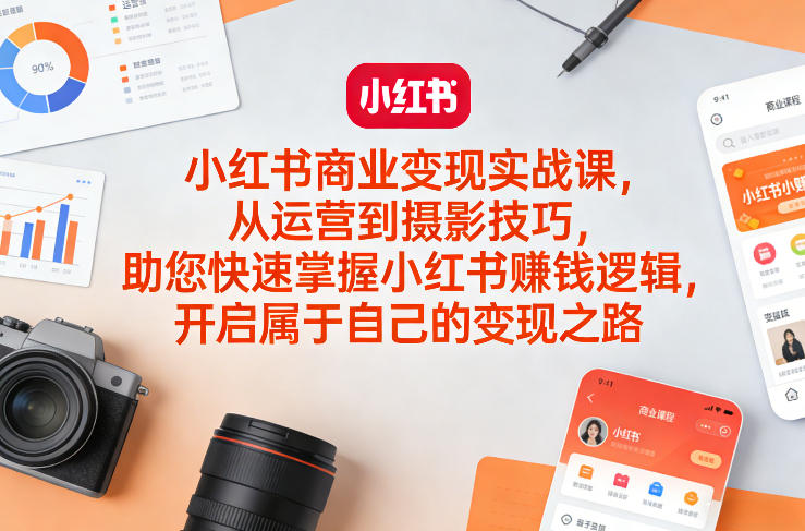 小红书商业变现实战课，从运营到摄影技巧，助您快速掌握小红书賺钱逻辑，开启属于自己的变现之路-十一