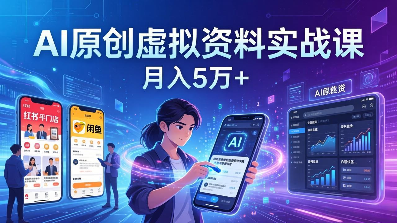 AI原创虚拟资料实战课：2026新机会，小红书闲鱼开店，普通人用AI轻松变现，月入5万+ - 十一-十一