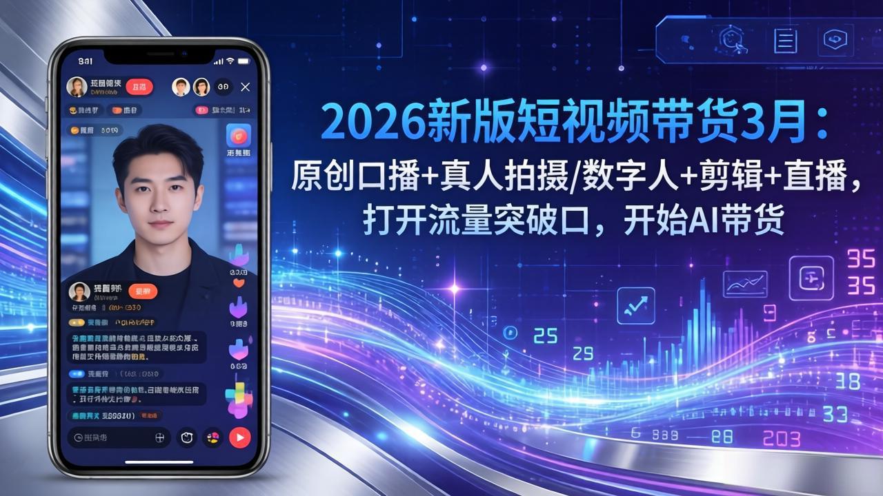 2026新版短视频带货3月：原创口播+真人拍摄/数字人+剪辑+直播，打开流量突破口，开始AI带货 - 十一-十一