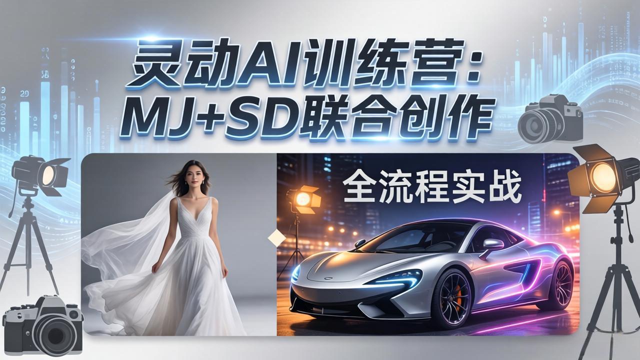 灵动AI训练营-3.0课程：MJ+SD联合创作，从婚纱大片到汽车广告，摄影后期全流程实战 - 十一-十一