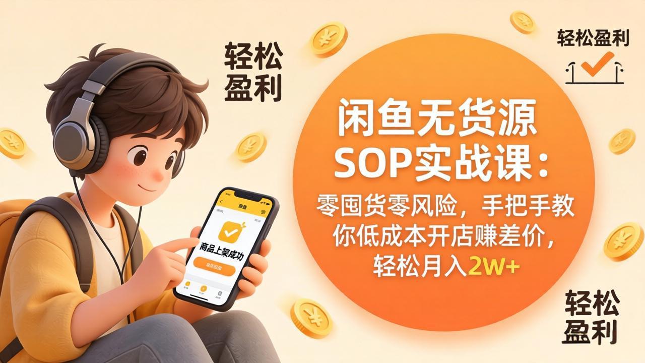 闲鱼无货源SOP实战课：零囤货零风险，手把手教你低成本开店赚差价，轻松月入2w+ - 十一-十一