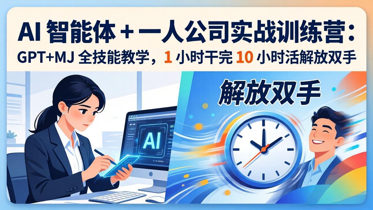 AI 智能体 + 一人公司实战训练营：GPT+MJ 全技能教学，1 小时干完 10 小时活解放双手 - 十一-十一