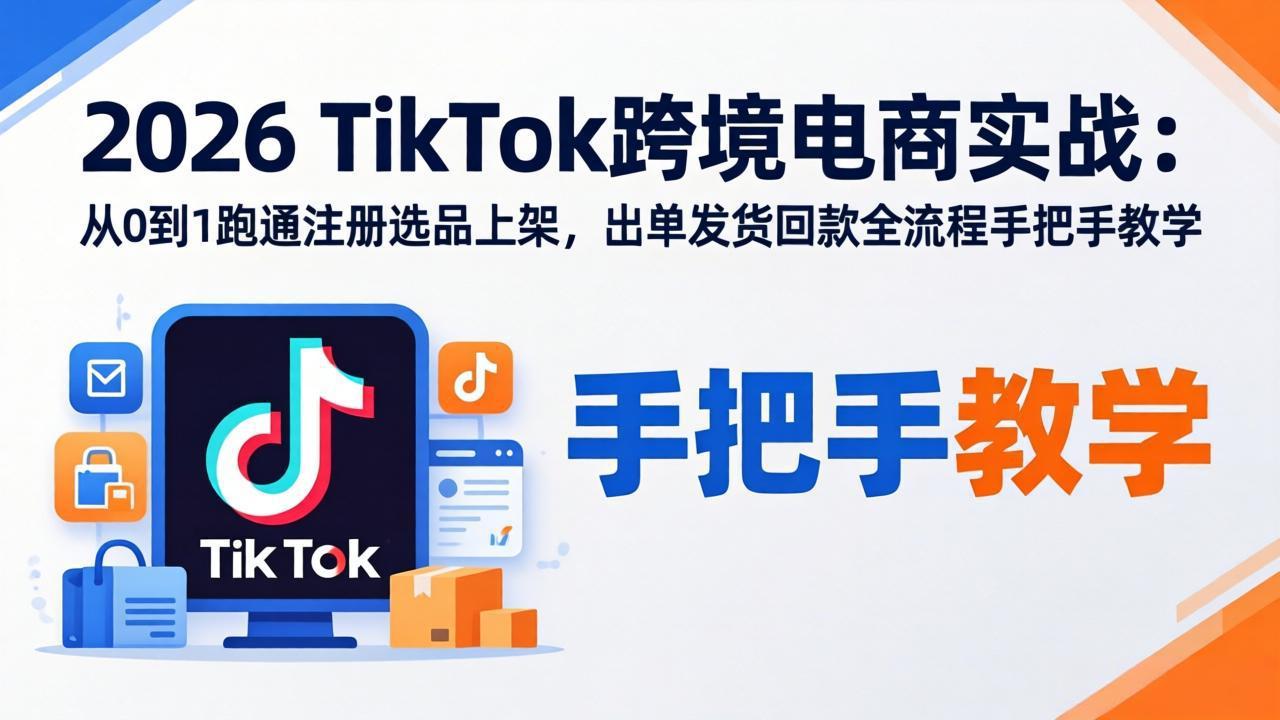 2026TikTok跨境电商实战：从0到1跑通注册选品上架，出单发货回款全流程手把手教学 - 十一-十一