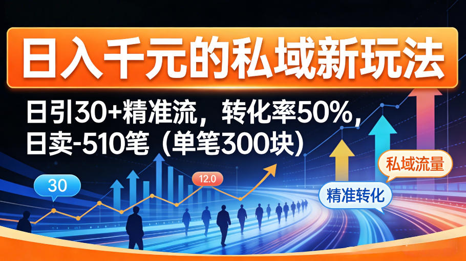 日入千米的私域新玩法：日引30＋精准流，转化率50%，日卖5-10笔(单笔300米)-十一