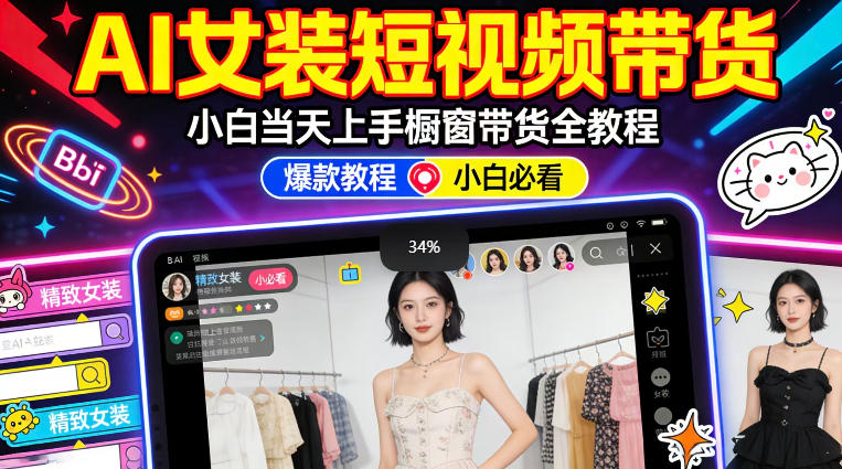 AI女装短视频橱窗带货：小白零门槛当天上手，高佣金爆款轻松賺！ - 十一-十一