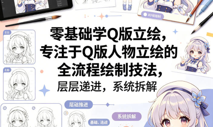 零基础学Q版立绘，专注于Q版人物立绘的全流程绘制技法，层层递进，系统拆解-十一