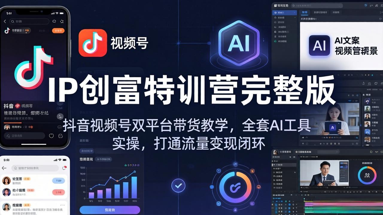 IP创富特训营完整版：抖音视频号双平台带货教学，全套AI工具实操，打通流量变现闭环-十一