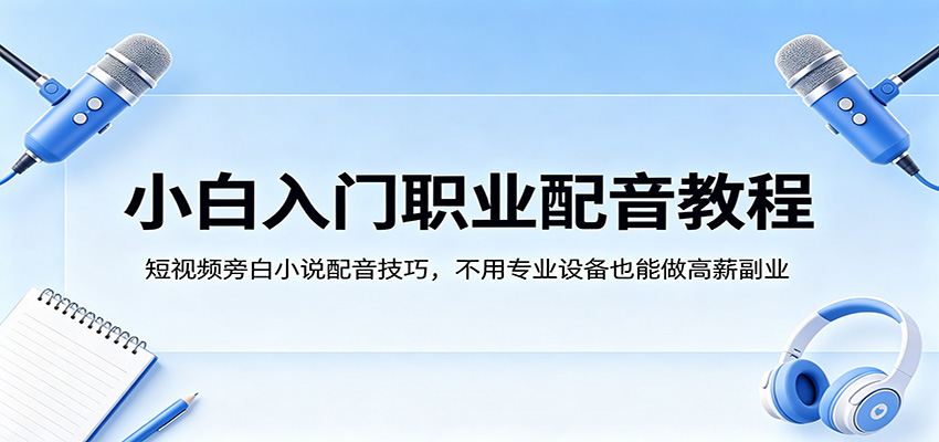 小白入门职业配音教程，短视频旁白小说配音技巧，不用专业设备也能做高薪副业-十一
